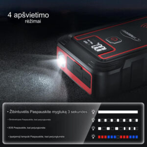 Krachtige Power Bank Autobatterij Booster Oplader 2500A 23800mAh met 10W draadloze oplader Užsisakykite Trendai.lt 14