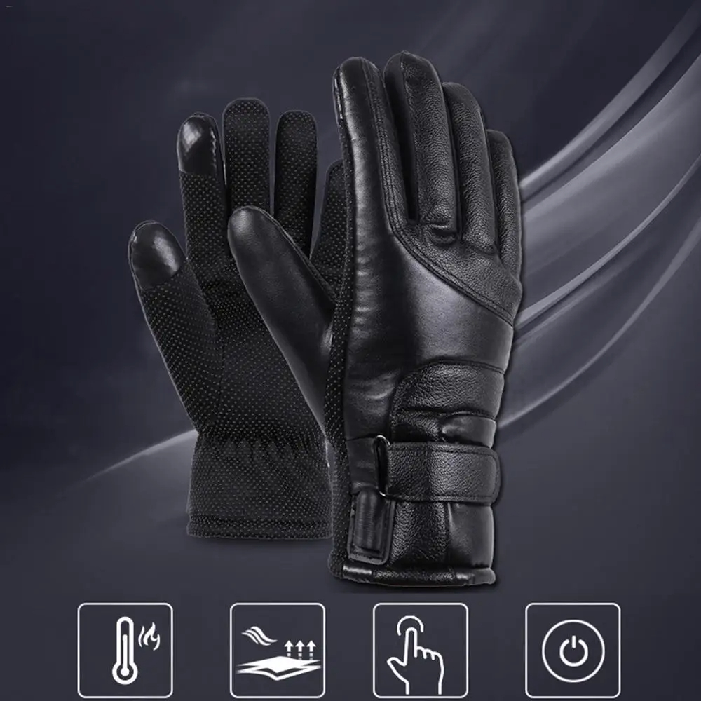 Elektrisch verwarmde leren handschoenen Užsisakykite Trendai.lt