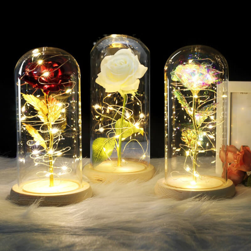 Lichtgevende roos in glazen decoratieve lamp Užsisakykite Trendai.lt